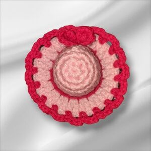 Crochet Handmade Pink/Red Hat Pin Cushion
